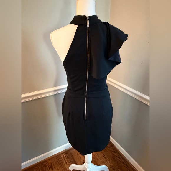 Chic One Shoulder Black Dress - Picture 3 of 10